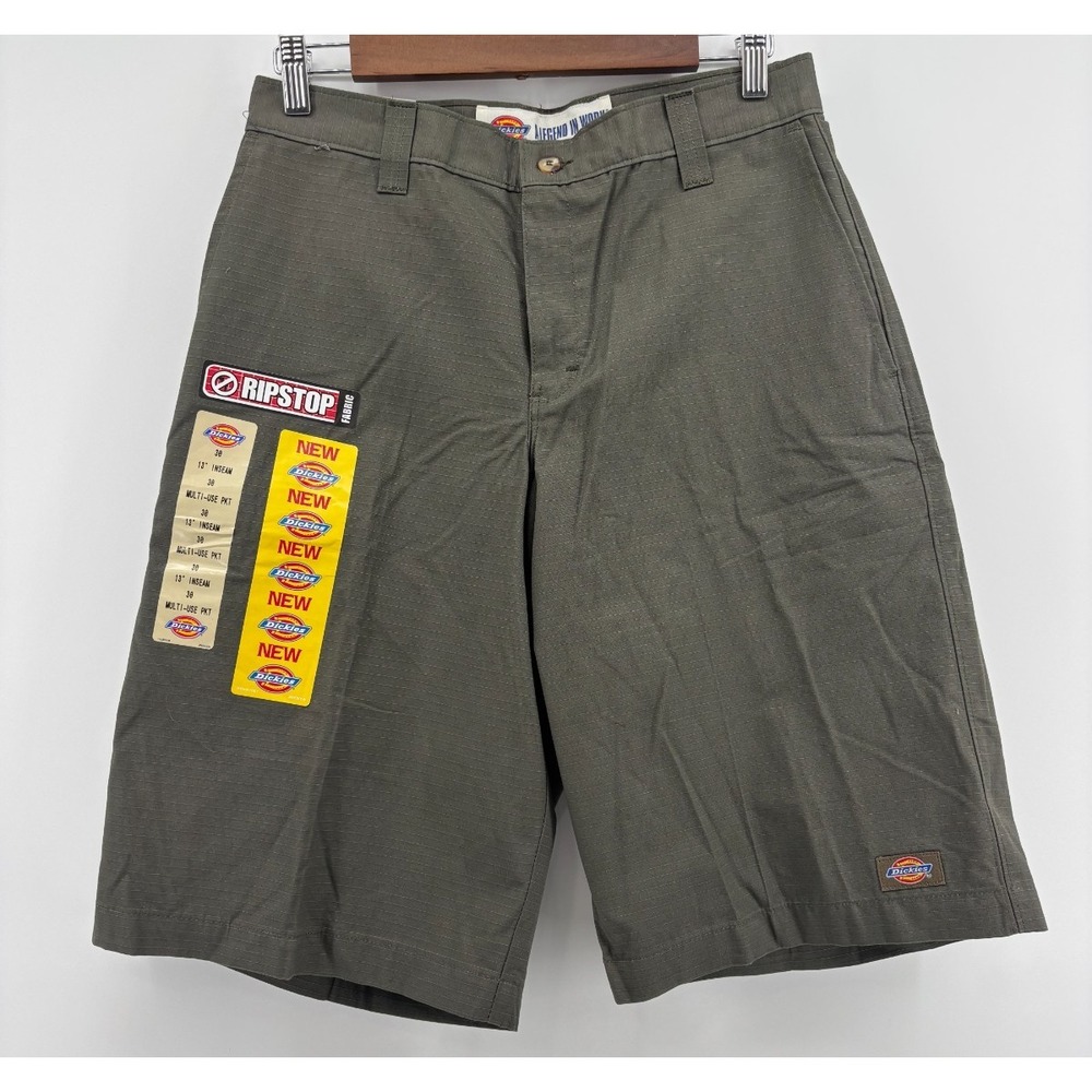 Dickies Mens Work Shorts Green 13" Ripstop Multi Use Pocket Relaxed Fit 30 NWT